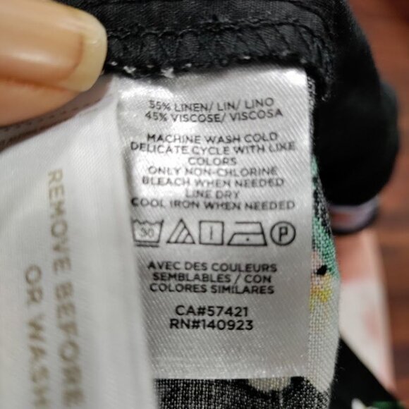 LOFT Tie Waist Linen Fluid Wide Leg Crop Whimsy Pants in Garden L - Picture 13 of 14